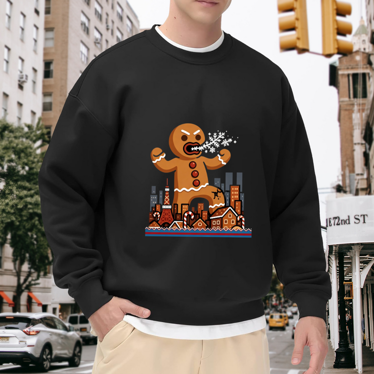 Angry Gingerbread Man City Christmas Crewneck Sweatshirt