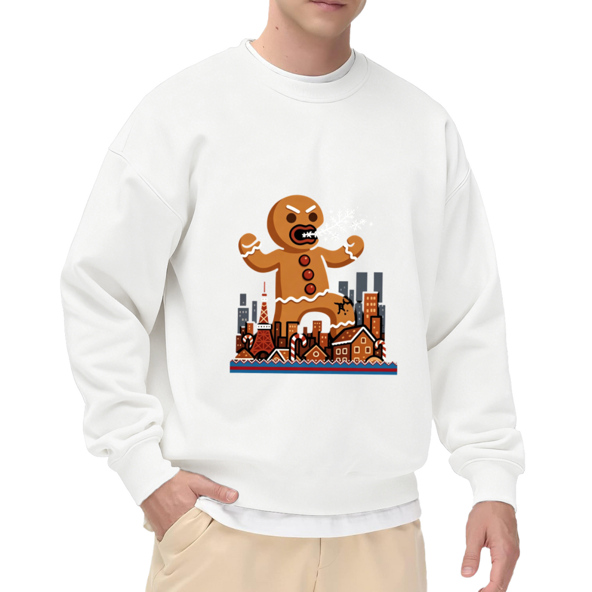 Angry Gingerbread Man City Christmas Crewneck Sweatshirt