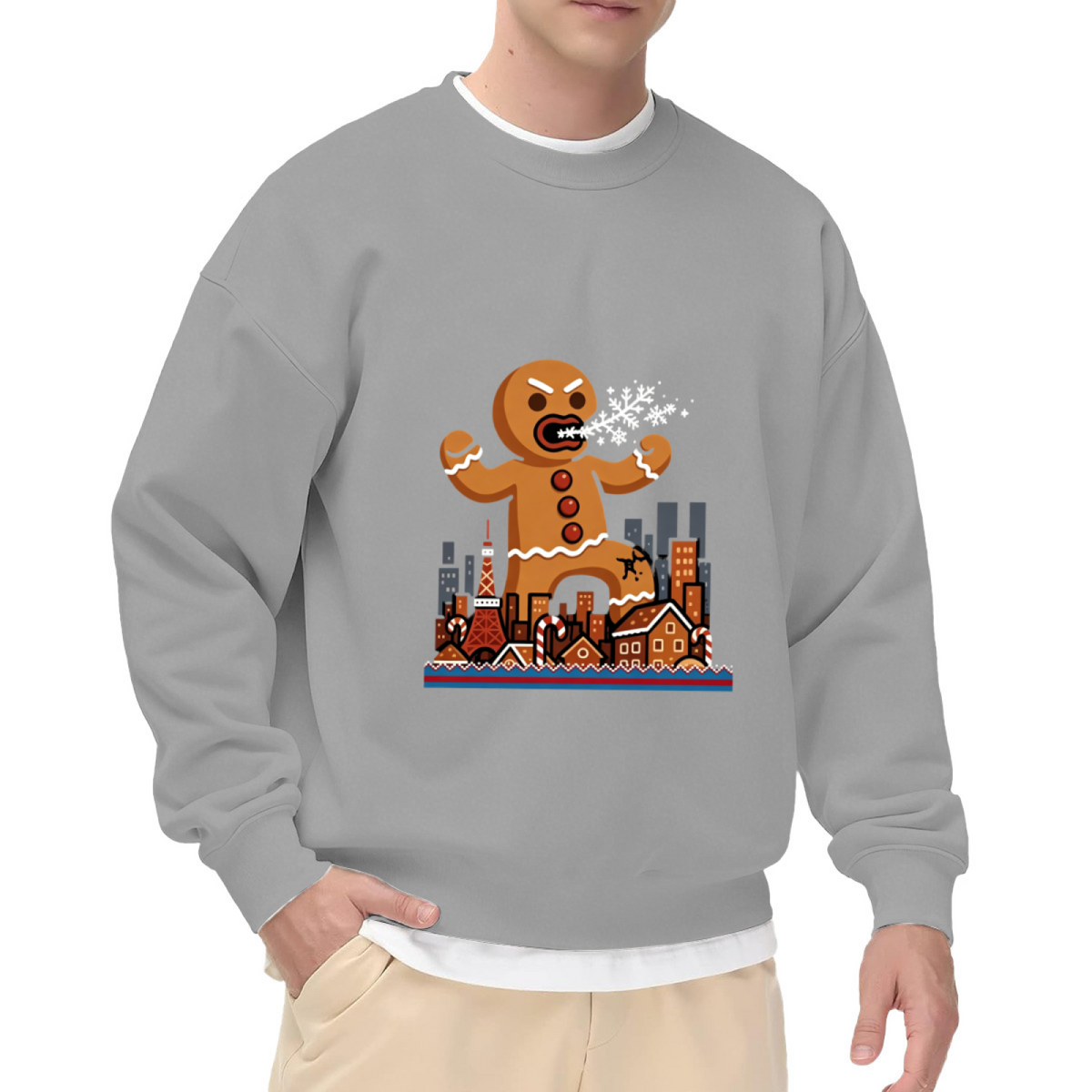 Angry Gingerbread Man City Christmas Crewneck Sweatshirt