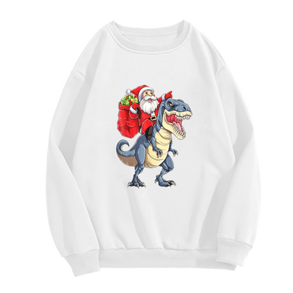 Funny Santa Riding Dinosaur Christmas Crewneck Sweatshirt