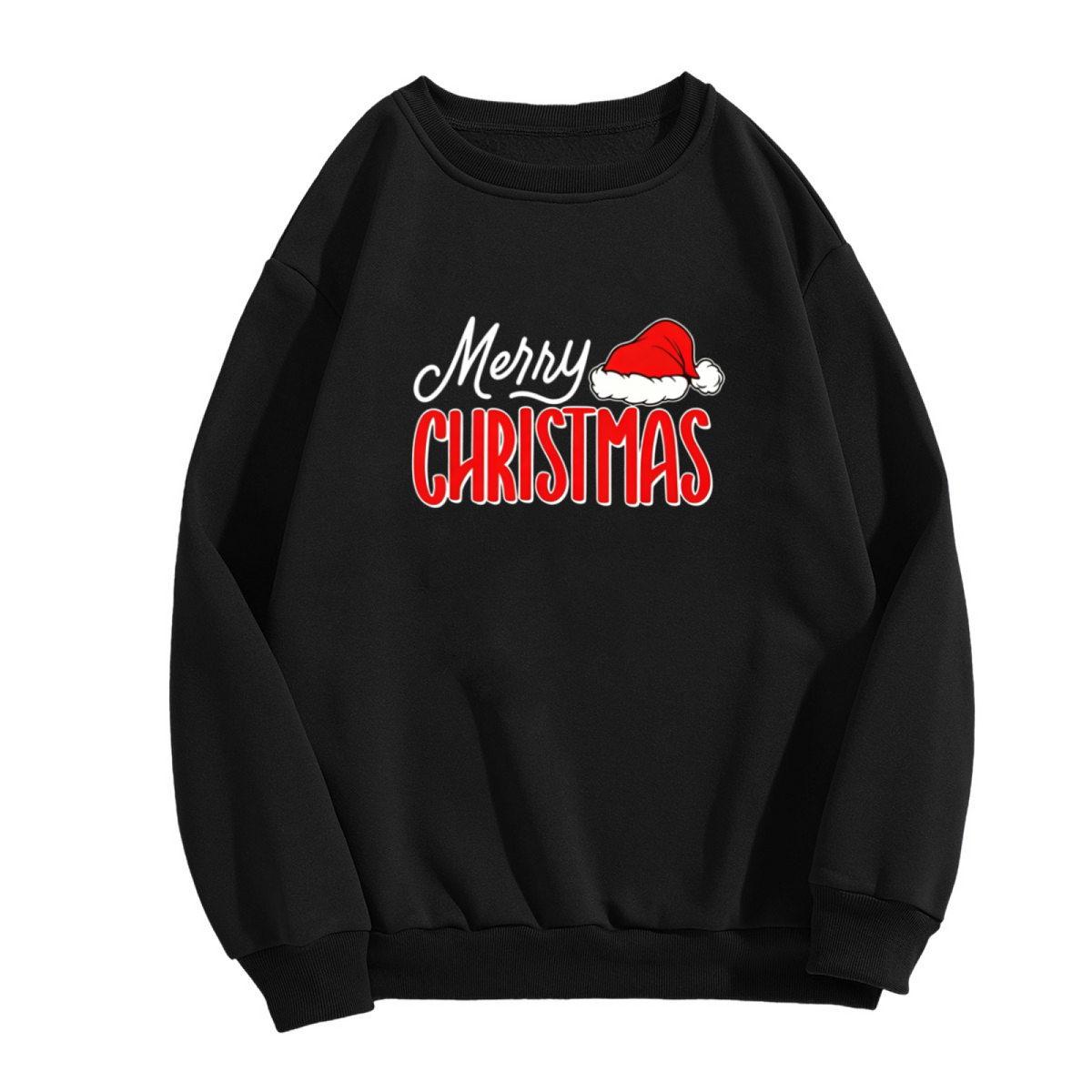 Bold Merry Christmas Santa Hat Holiday Crewneck Sweatshirt