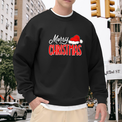 Bold Merry Christmas Santa Hat Holiday Crewneck Sweatshirt