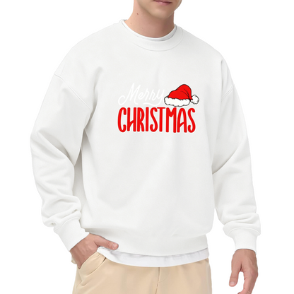 Bold Merry Christmas Santa Hat Holiday Crewneck Sweatshirt