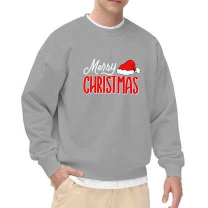 Bold Merry Christmas Santa Hat Holiday Crewneck Sweatshirt