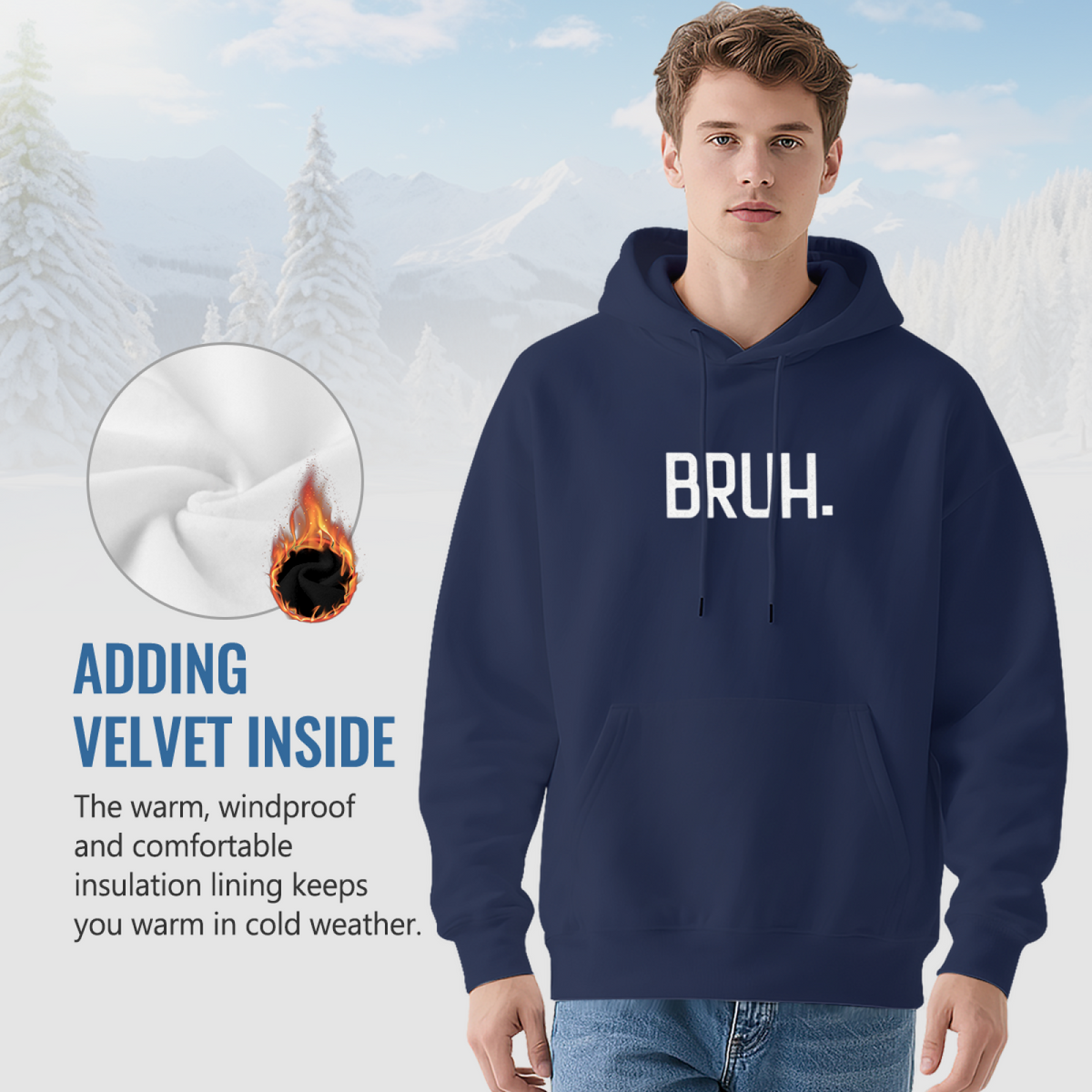 Casual BRUH. Slogan Navy Hoodie