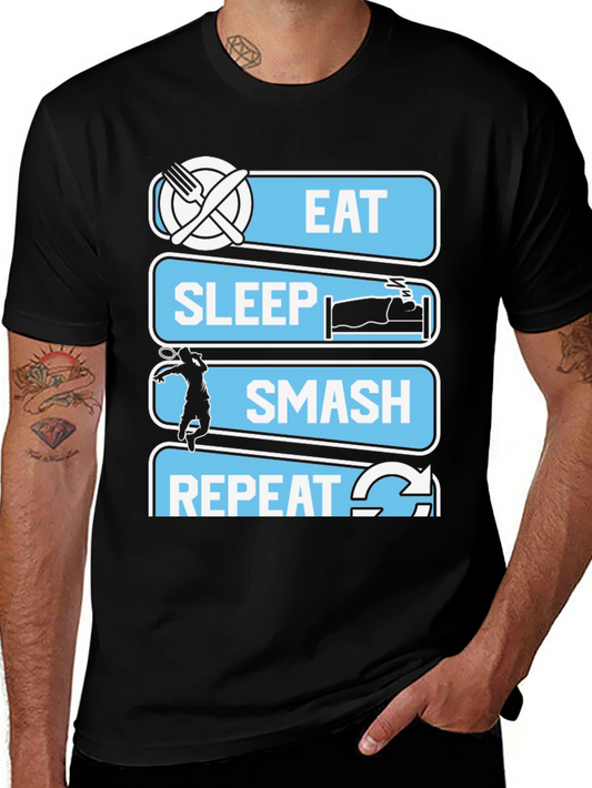 Eat Sleep Smash Repeat T-Shirt | Badminton Tennis Graphic Tee