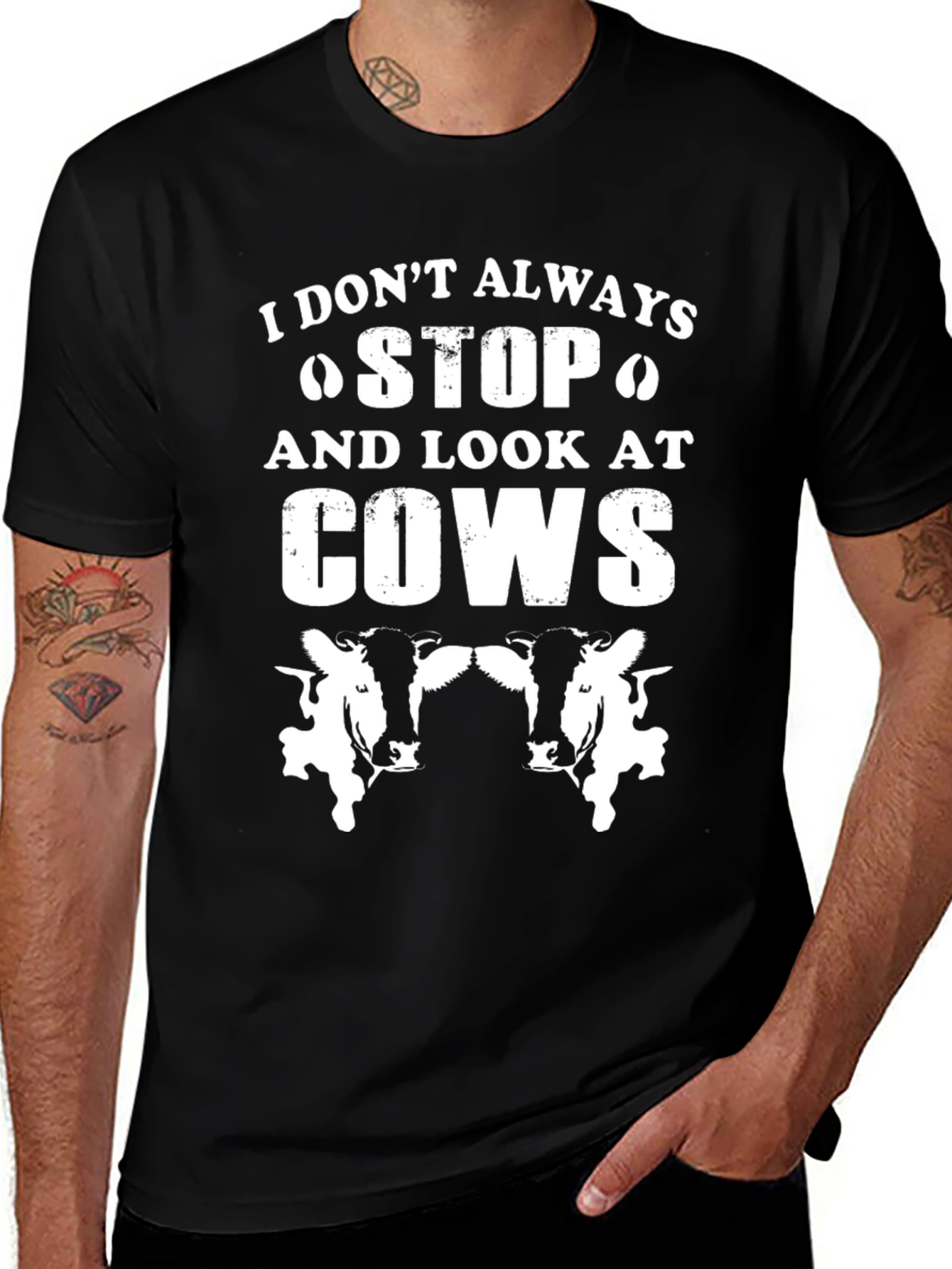 Funny Cow Lover Graphic T-Shirt - Black