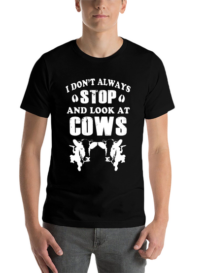 Funny Cow Lover Graphic T-Shirt - Black