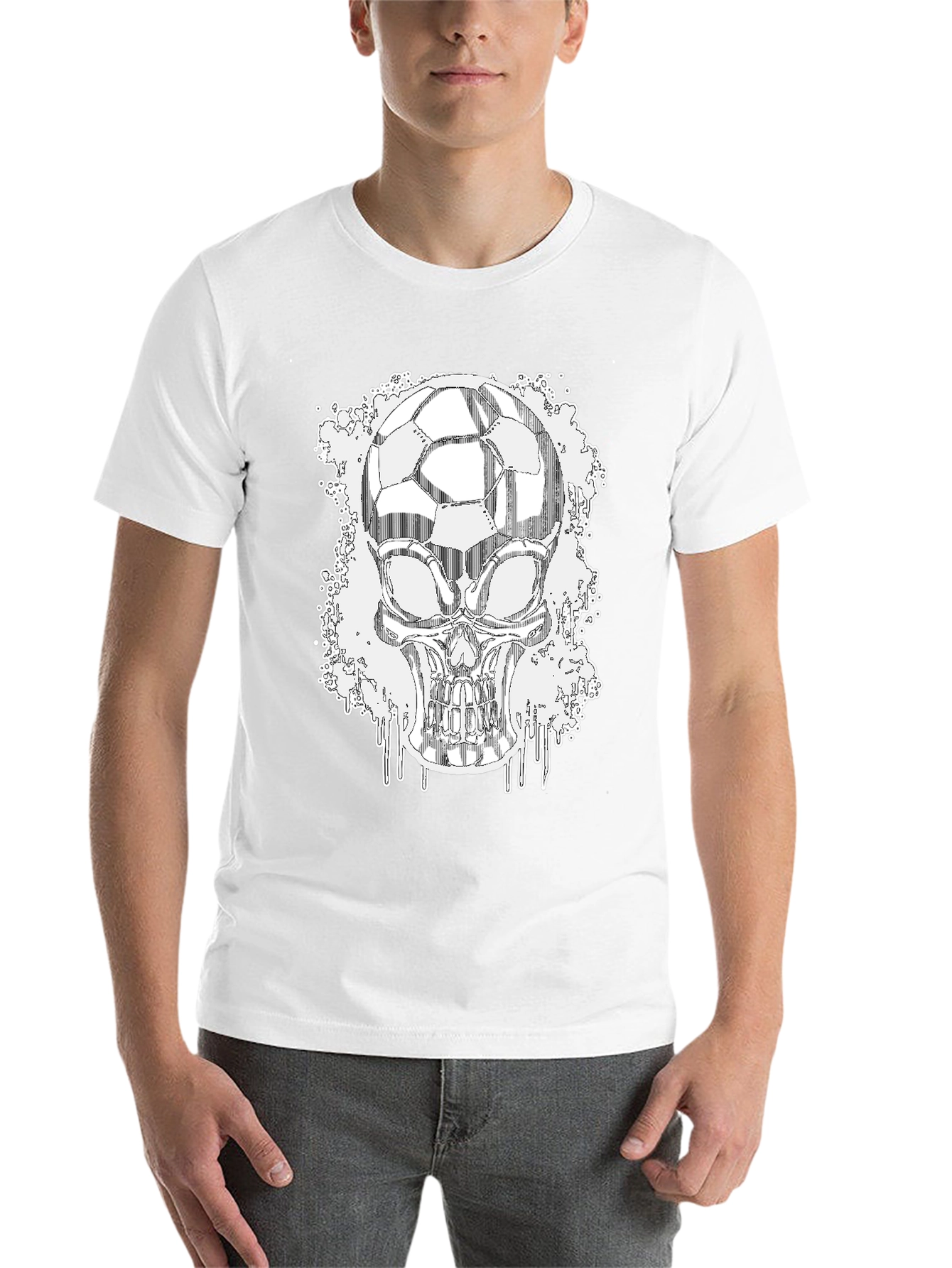 Soccer Skull Graphic Tee - Black Short Sleeve