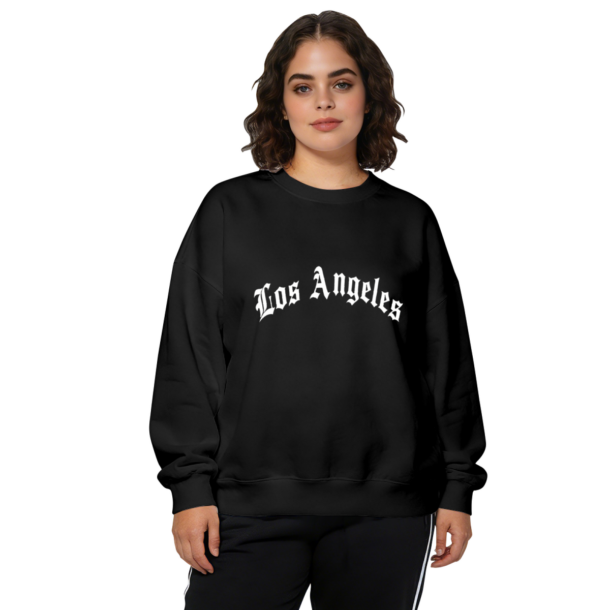 Retro Gothic Los Angeles Letter Print Crewneck Sweatshirt
