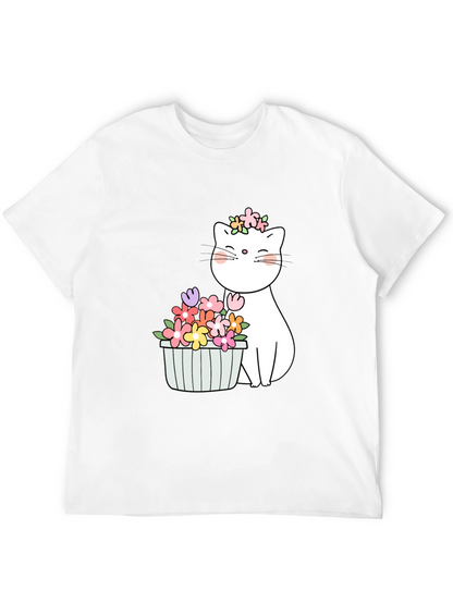 Floral Cat Graphic T-Shirt