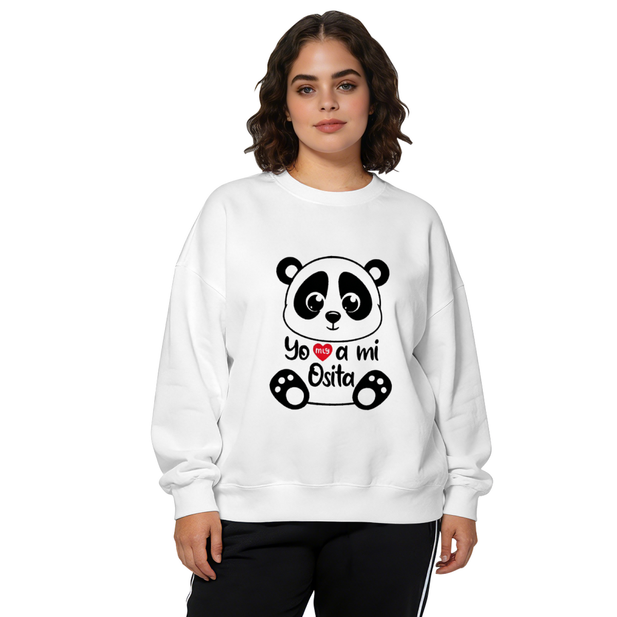 Adorable Panda Spanish Text Casual Crewneck Sweatshirt