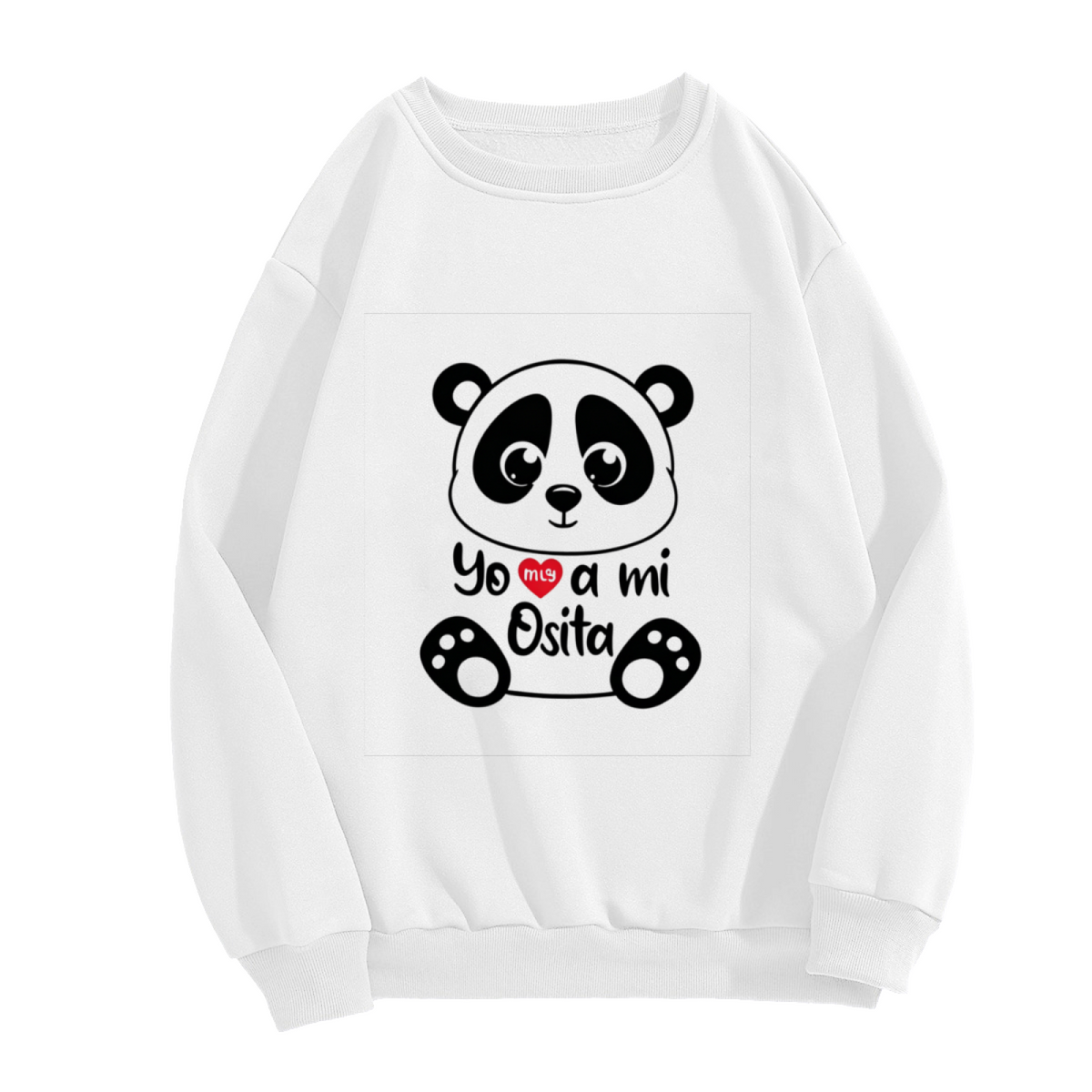 Adorable Panda Spanish Text Casual Crewneck Sweatshirt