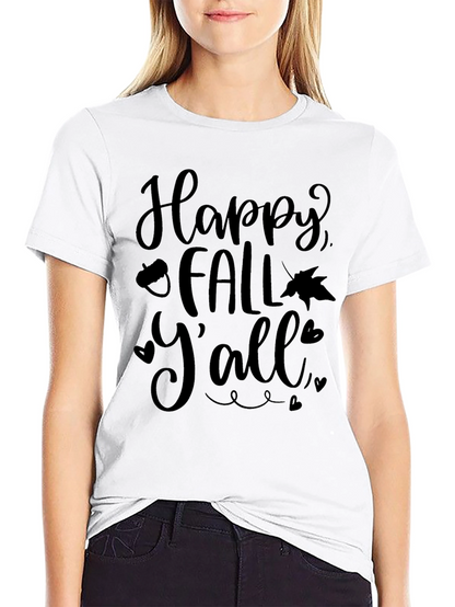 Happy Fall Yall Black Graphic Tee