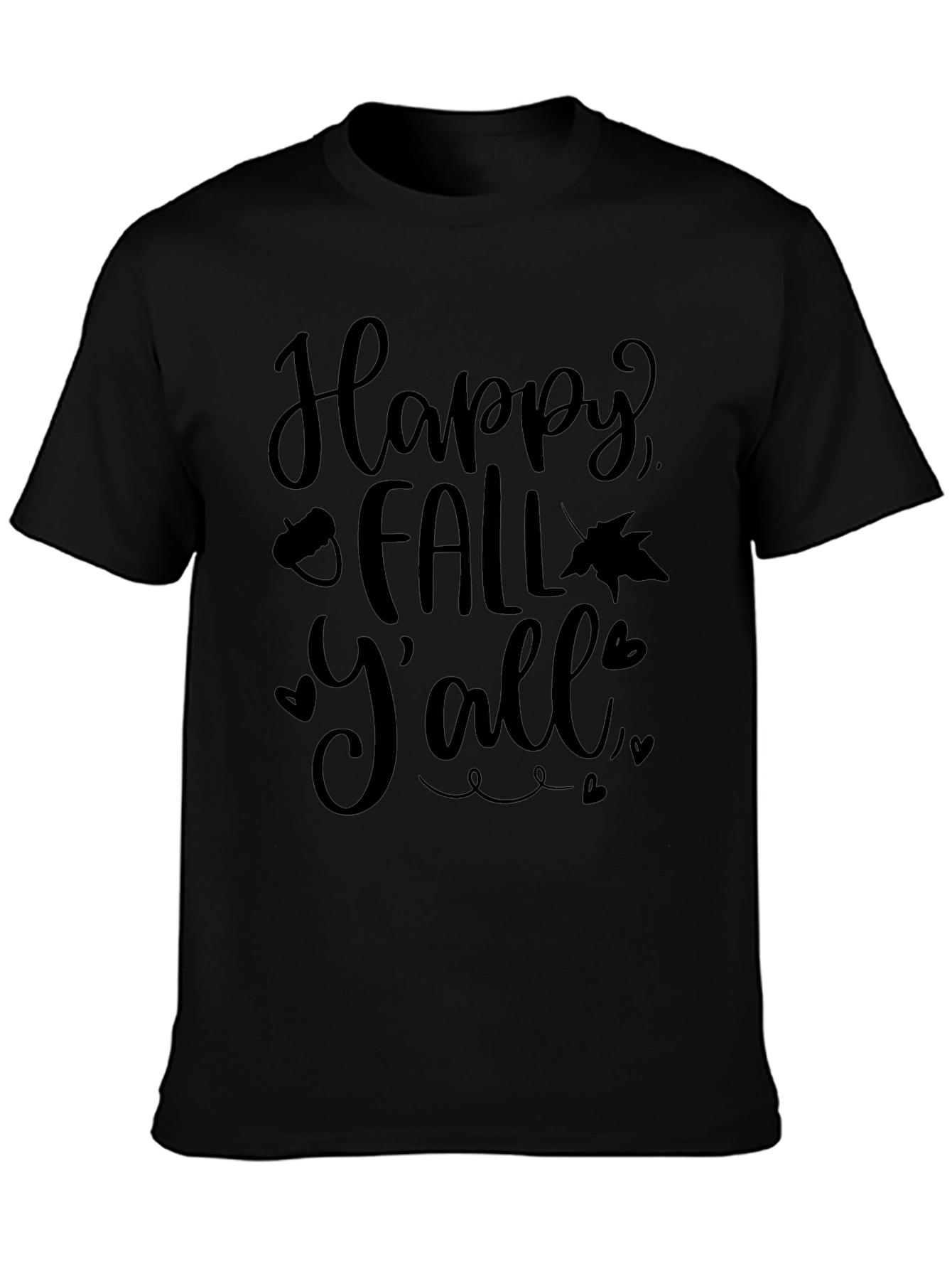 Happy Fall Yall Black Graphic Tee