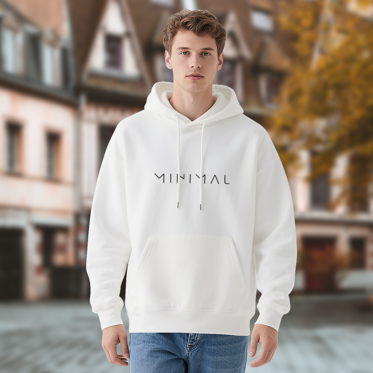 Sleek Minimal Letter Print Everyday Pullover Hoodie