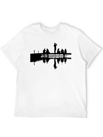 Silhouette Dock Scene Graphic Tee - Black