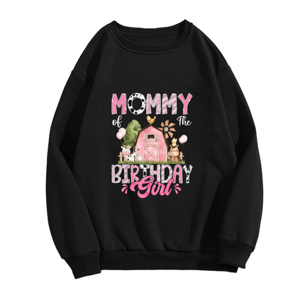 Mommy Of The Birthday Girl Farm Theme Crewneck Sweatshirt