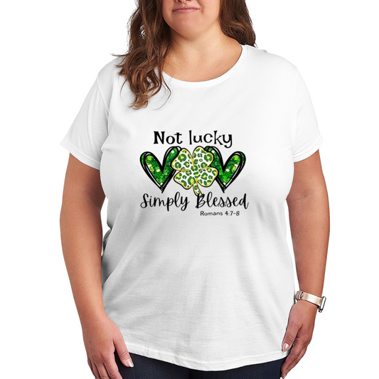 Shamrock Heart Not Lucky Simply Blessed St Patrick Tee