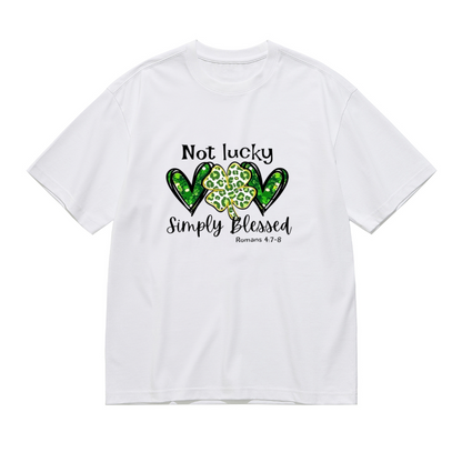 Shamrock Heart Not Lucky Simply Blessed St Patrick Tee