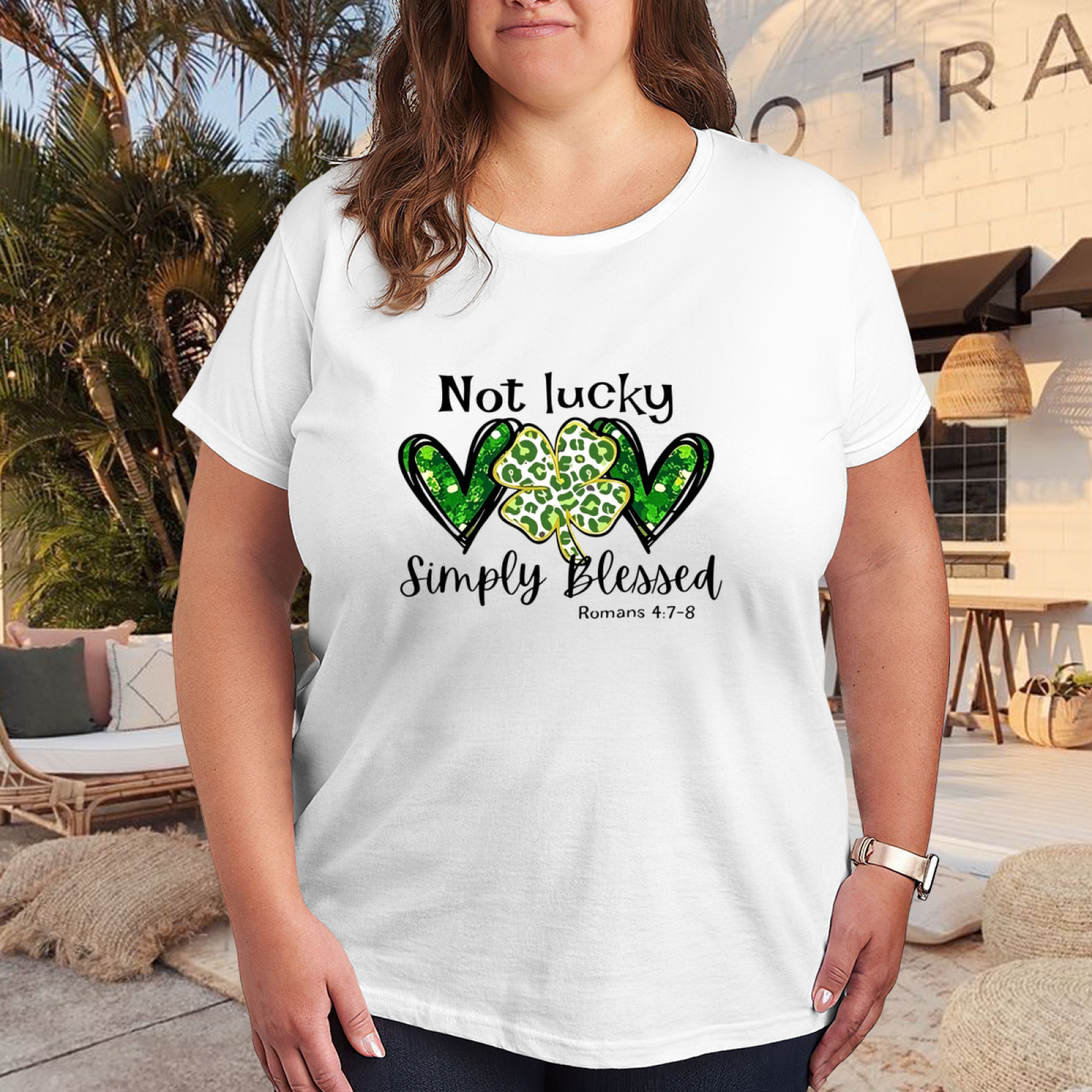 Shamrock Heart Not Lucky Simply Blessed St Patrick Tee