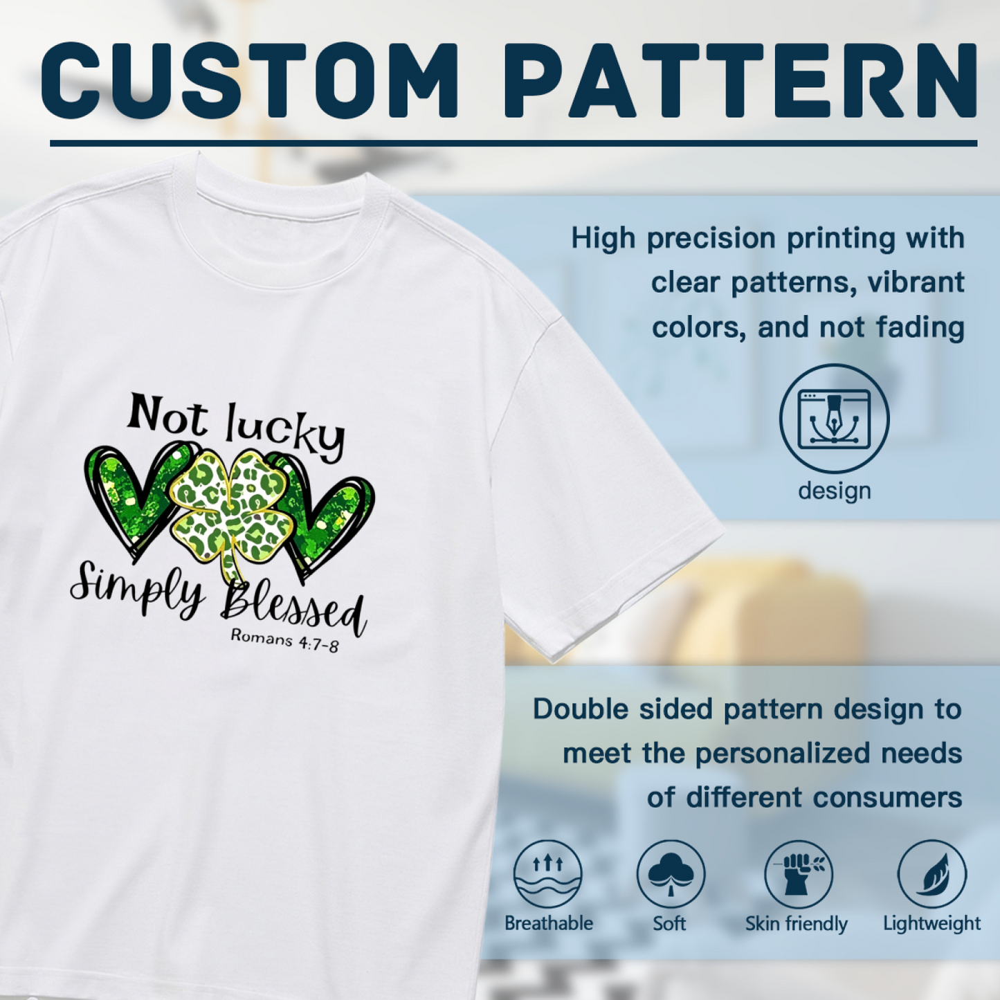 Shamrock Heart Not Lucky Simply Blessed St Patrick Tee