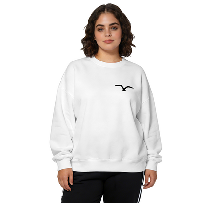 Minimalist Small Seagull Chest Logo Crewneck Sweatshirt