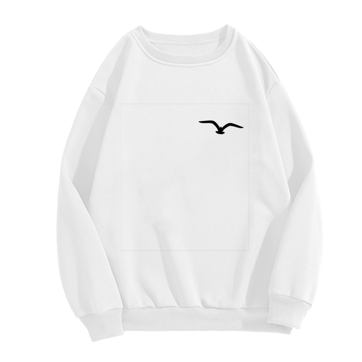 Minimalist Small Seagull Chest Logo Crewneck Sweatshirt