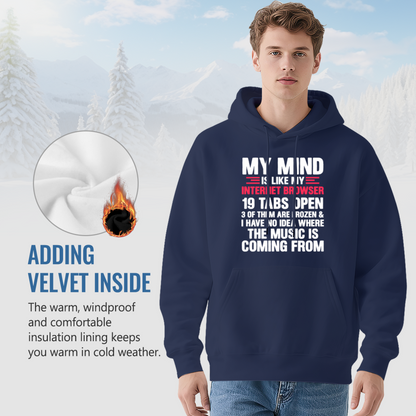 My Mind Is Like A Busy Browser Funny Text Cozy Hoodie, Humorous Daily Outfit