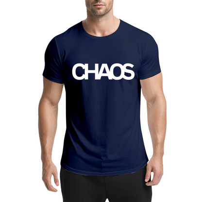 Minimal Chaos Letter Dark Navy T-Shirt, Dark Cool Daily Basic Oversized Tee