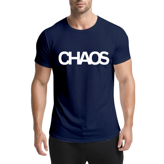 Minimal Chaos Letter Dark Navy T-Shirt, Dark Cool Daily Basic Oversized Tee