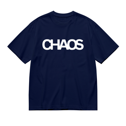 Minimal Chaos Letter Dark Navy T-Shirt, Dark Cool Daily Basic Oversized Tee