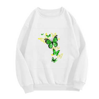 Neon Green?Yellow Gradient Butterflies Graphic Crewneck Sweatshirt