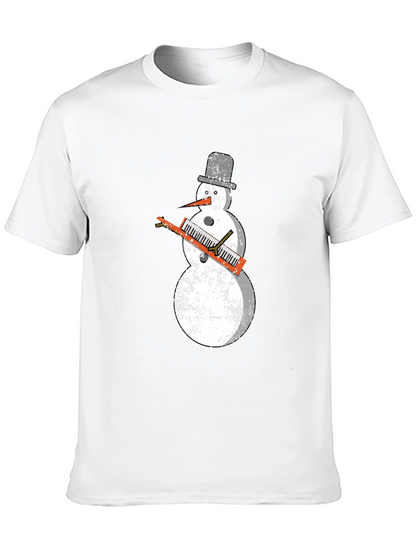 Snowman Keyboard Player T-Shirt - Cool Holiday Tee