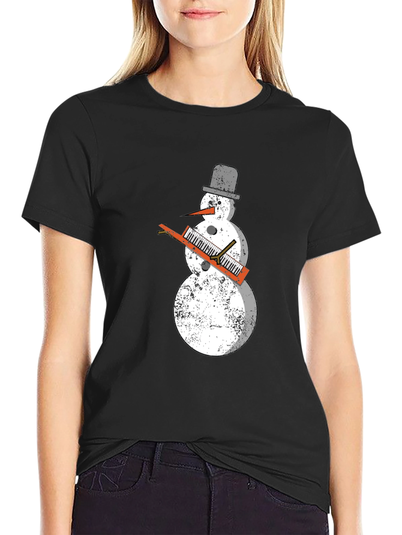 Snowman Keyboard Player T-Shirt - Cool Holiday Tee