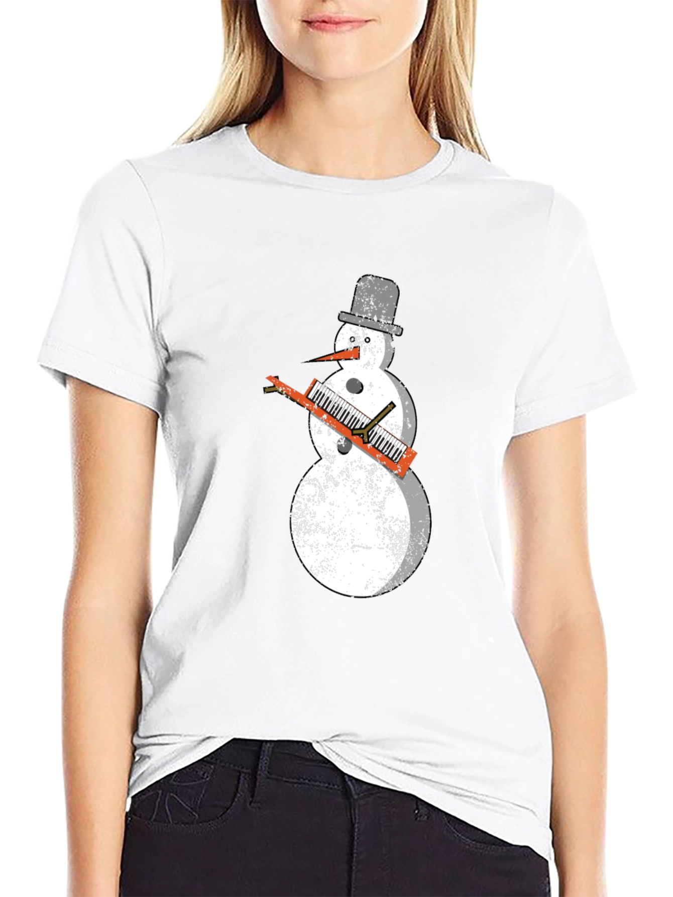Snowman Keyboard Player T-Shirt - Cool Holiday Tee
