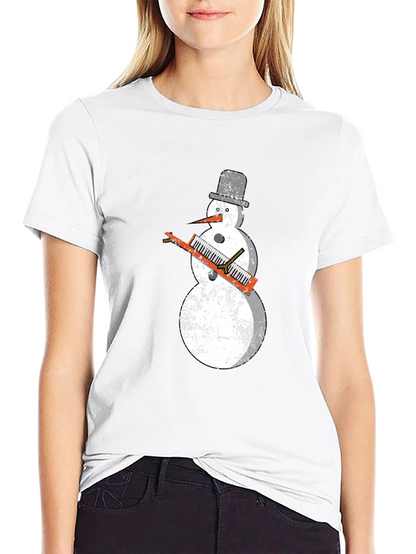 Snowman Keyboard Player T-Shirt - Cool Holiday Tee