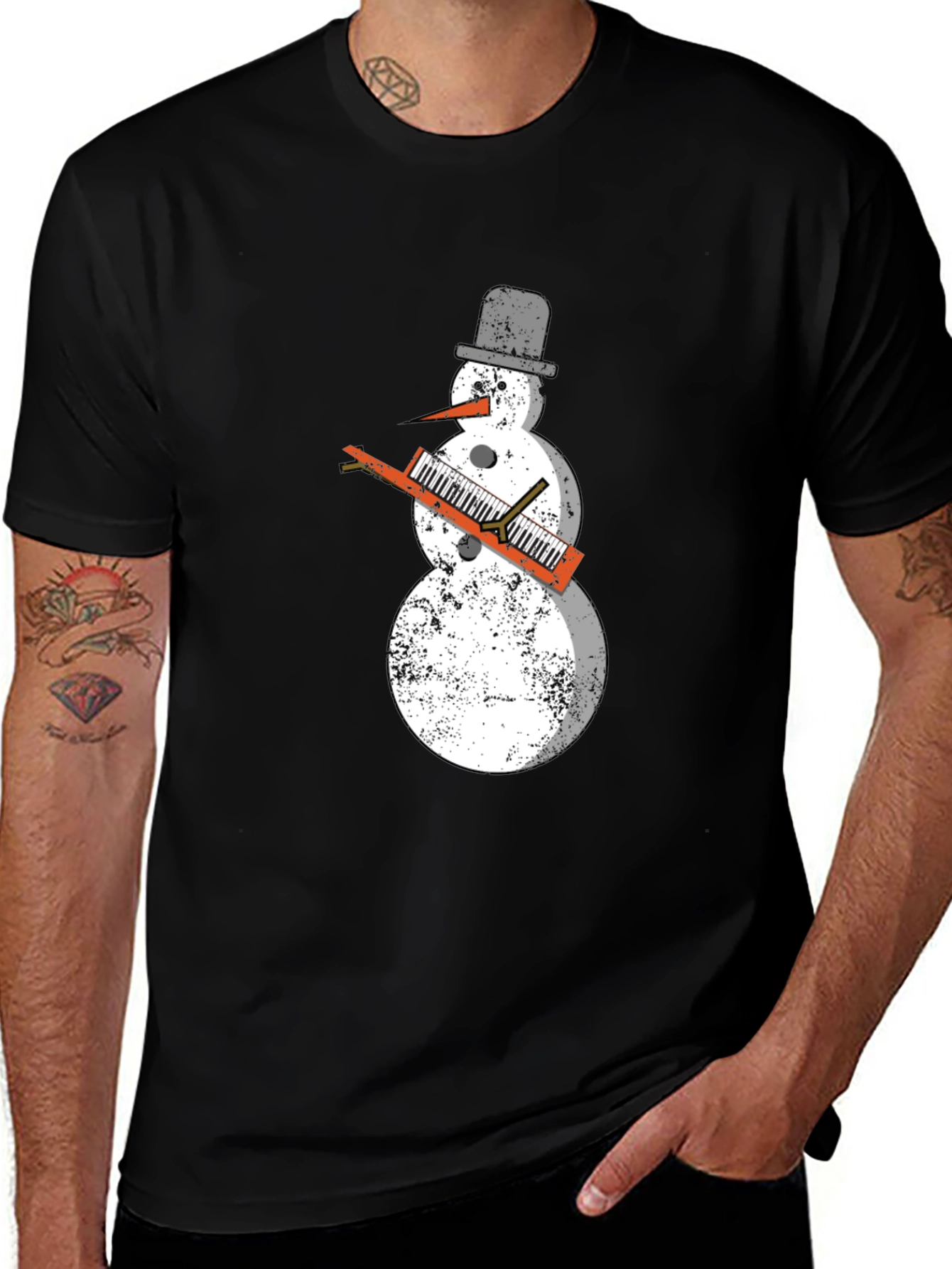 Snowman Keyboard Player T-Shirt - Cool Holiday Tee