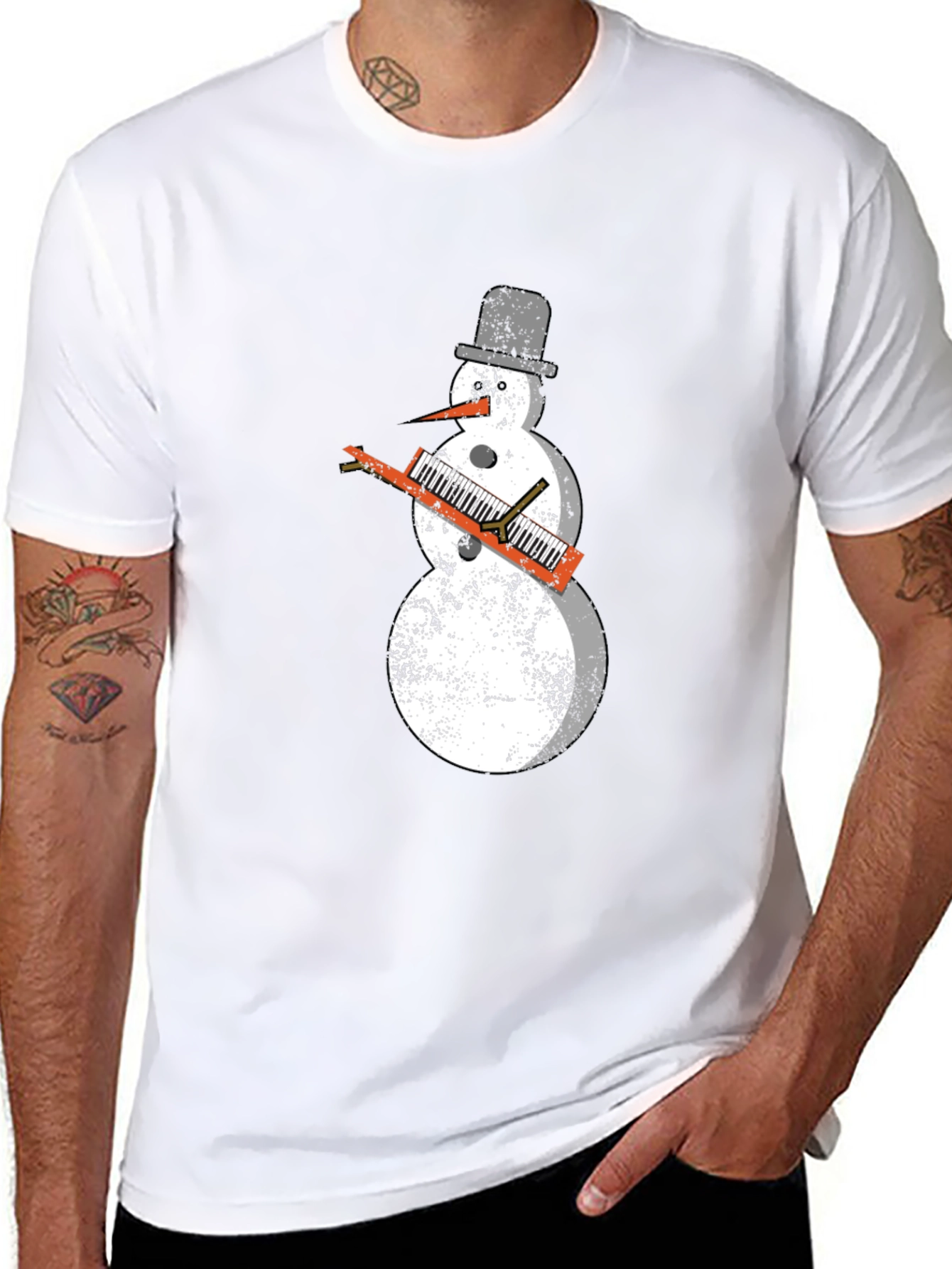 Snowman Keyboard Player T-Shirt - Cool Holiday Tee