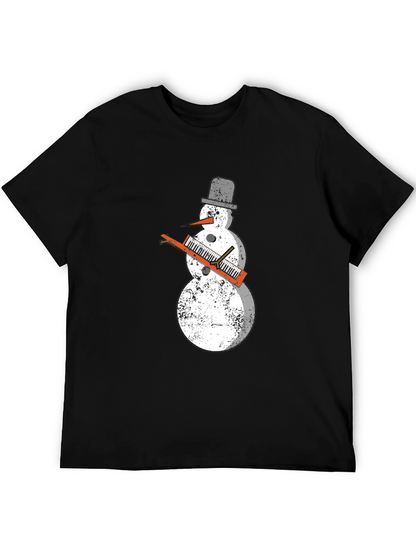Snowman Keyboard Player T-Shirt - Cool Holiday Tee