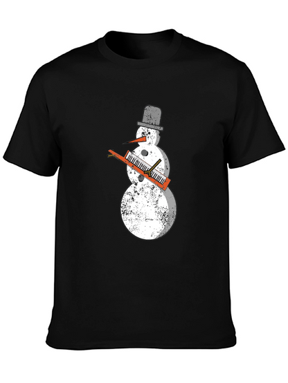 Snowman Keyboard Player T-Shirt - Cool Holiday Tee
