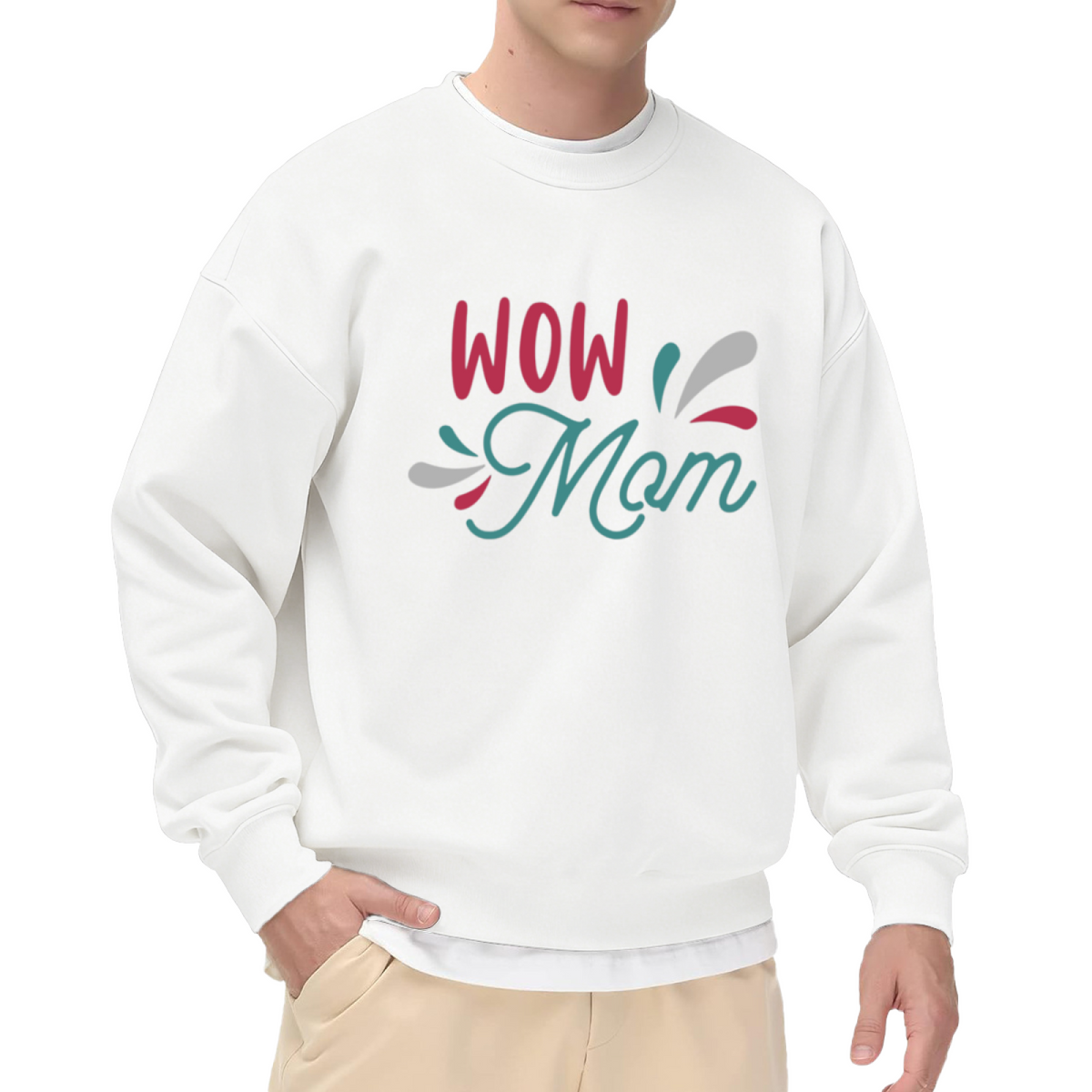 Wow Mom Cute Mother¡¯s Day Themed Crewneck Sweatshirt