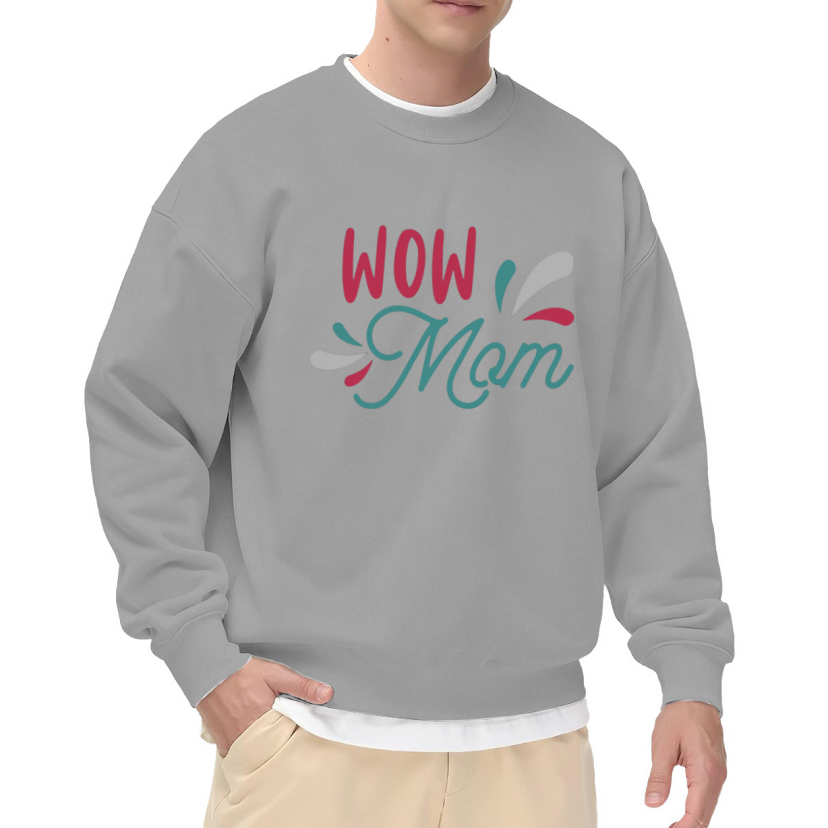 Wow Mom Cute Mother¡¯s Day Themed Crewneck Sweatshirt