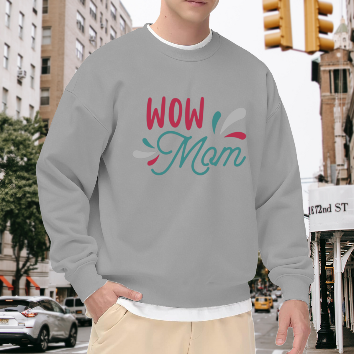 Wow Mom Cute Mother¡¯s Day Themed Crewneck Sweatshirt