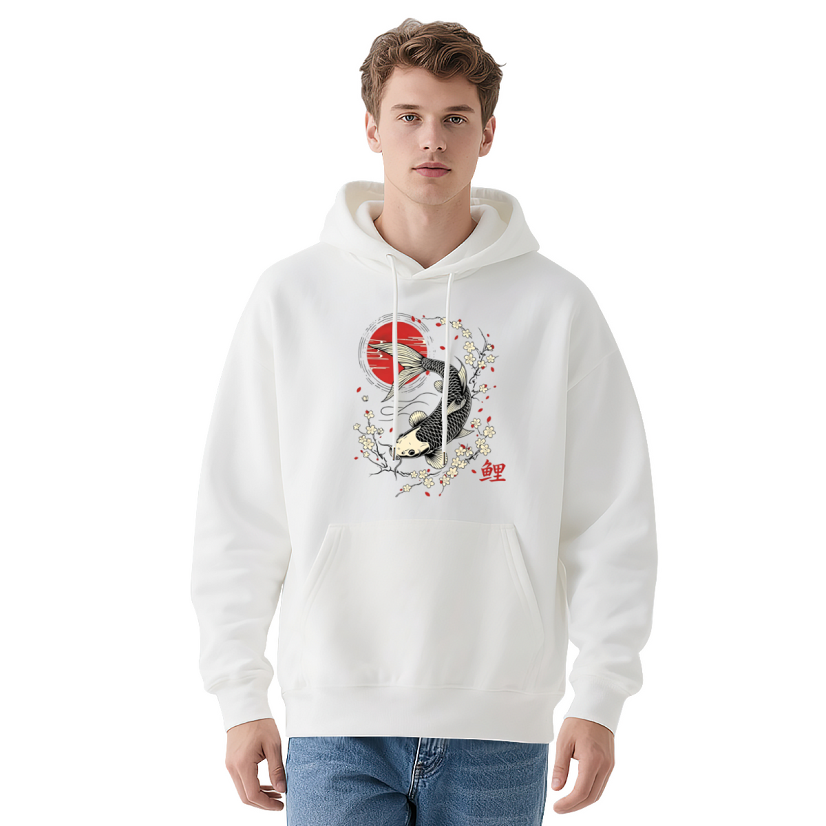 Japanese Koi Fish Cherry Blossom Oriental Art Hoodie