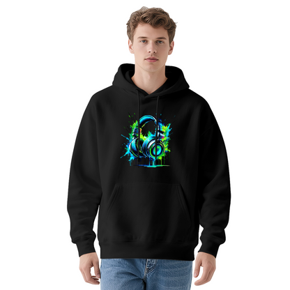 Vibrant Neon Headphones Music Streetwear Hoodie