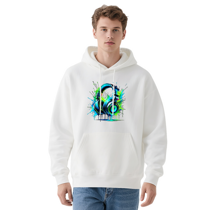 Vibrant Neon Headphones Music Streetwear Hoodie