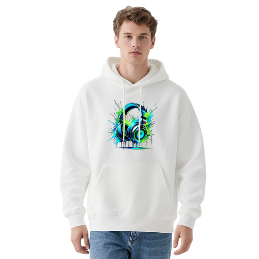 Vibrant Neon Headphones Music Streetwear Hoodie