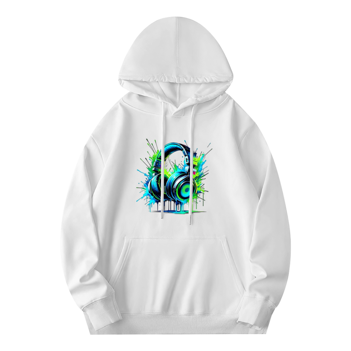 Vibrant Neon Headphones Music Streetwear Hoodie