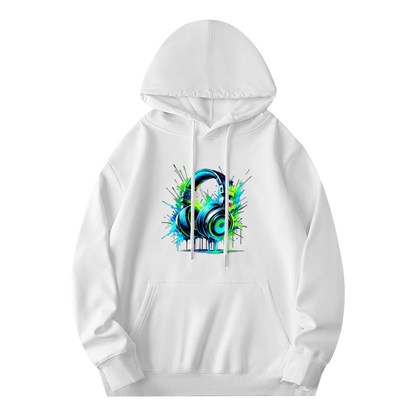 Vibrant Neon Headphones Music Streetwear Hoodie